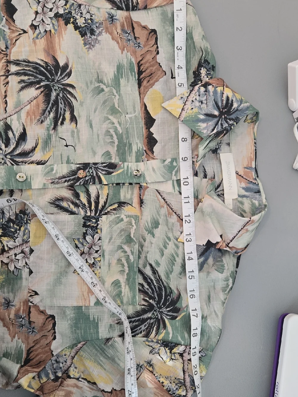 Zimmermann Vacay Shirt Short Sleeve Button Down Oversized Surf Printed Beach Med - Picture 12 of 12